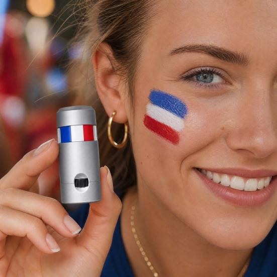 3-Farben Körpermalstift für Fußballfans, Schweißfest & Hohe Pigmentierung Gesichtsmalstift, Make-up Stift für Spieltag, Fußballspiel, Feiertagsparty