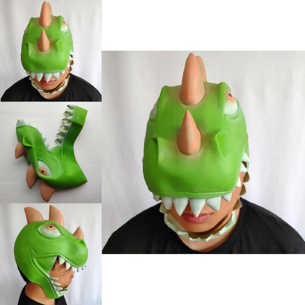 Halloween Latex Green Dinosaur Mask With Handmade Craft For Costume Party Fun