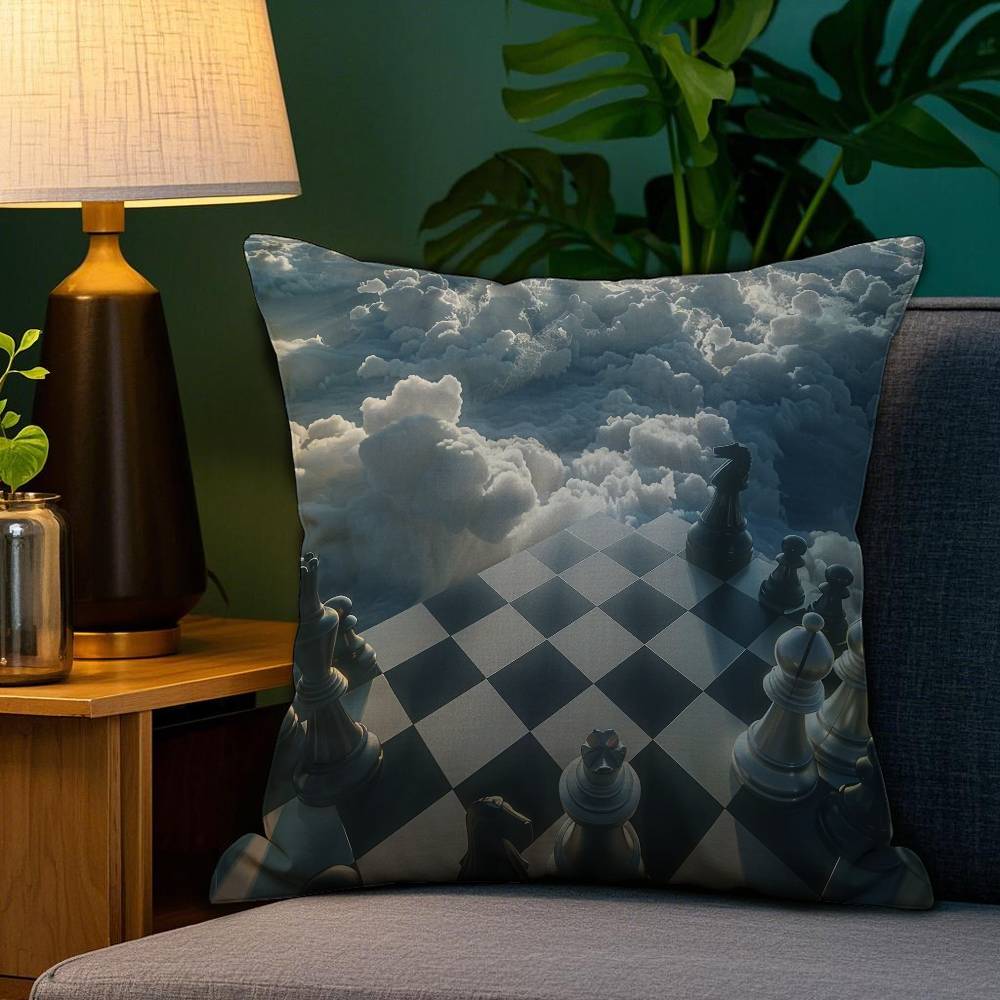 Classic Chess Pillow Case Plush Fabric Soft Double Sided Print Sofa Cushion Cover Throw Pillow Covers