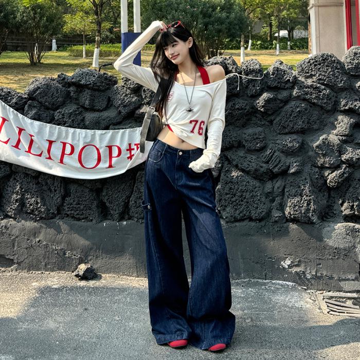 

Mali Mary Vintage Buckle Loose Wide-Leg Extra Long Jeans S