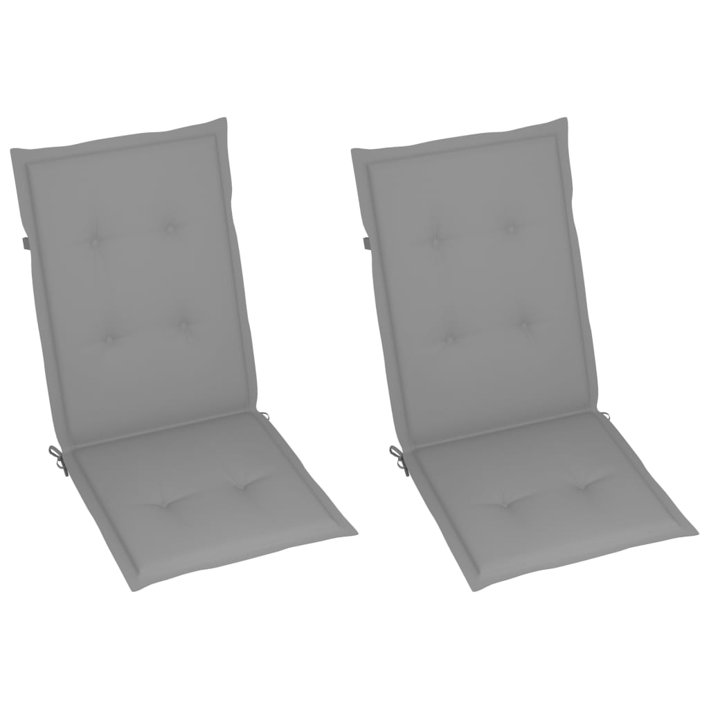 vidaXL 2 verstellbare Klappstühle mit Kissen aus massivem Akazienholz