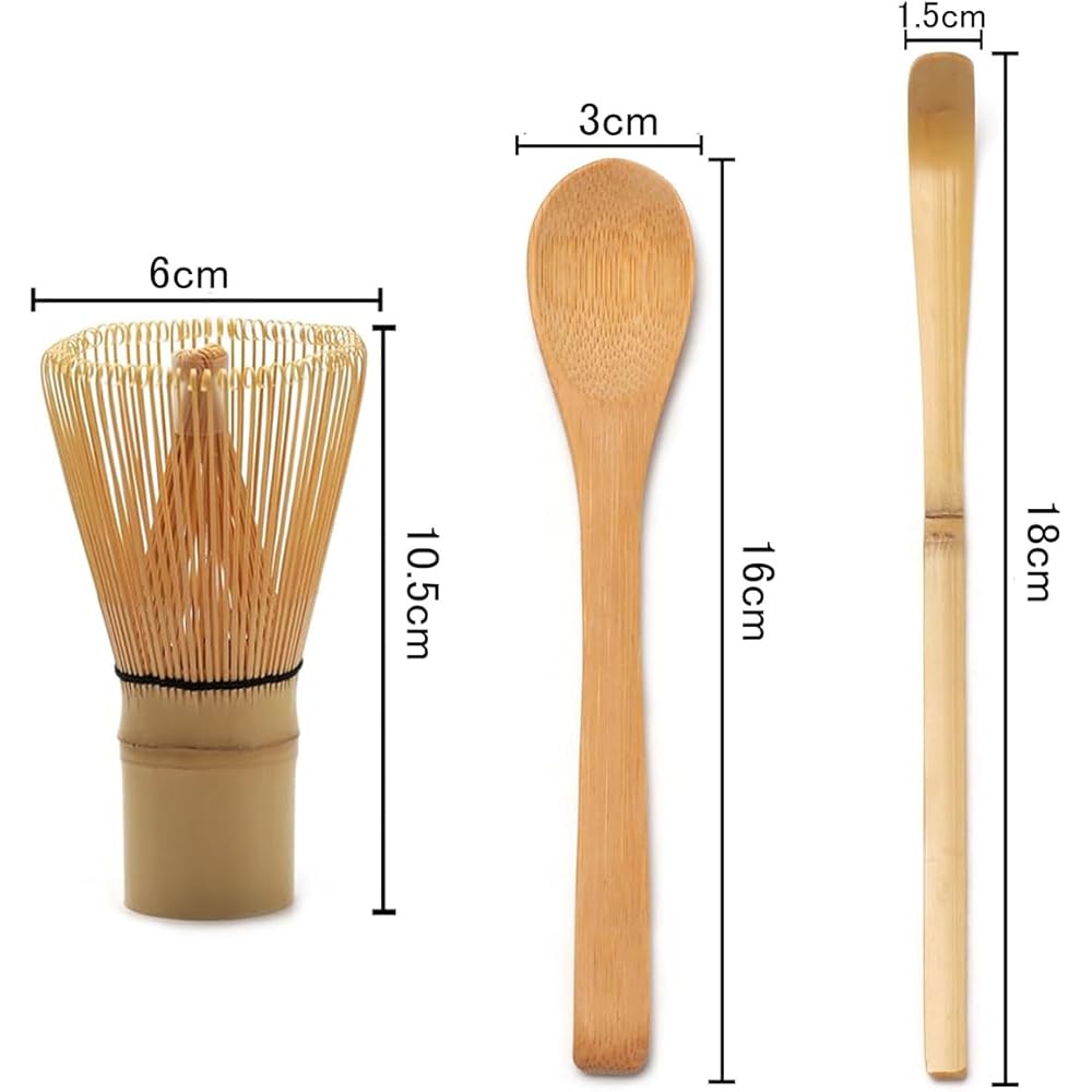 BTtime Tea Whisk Set 3 Pieces Bamboo Chasen Chashaku Matcha Whisk Spoon Tea Ceremony Tools