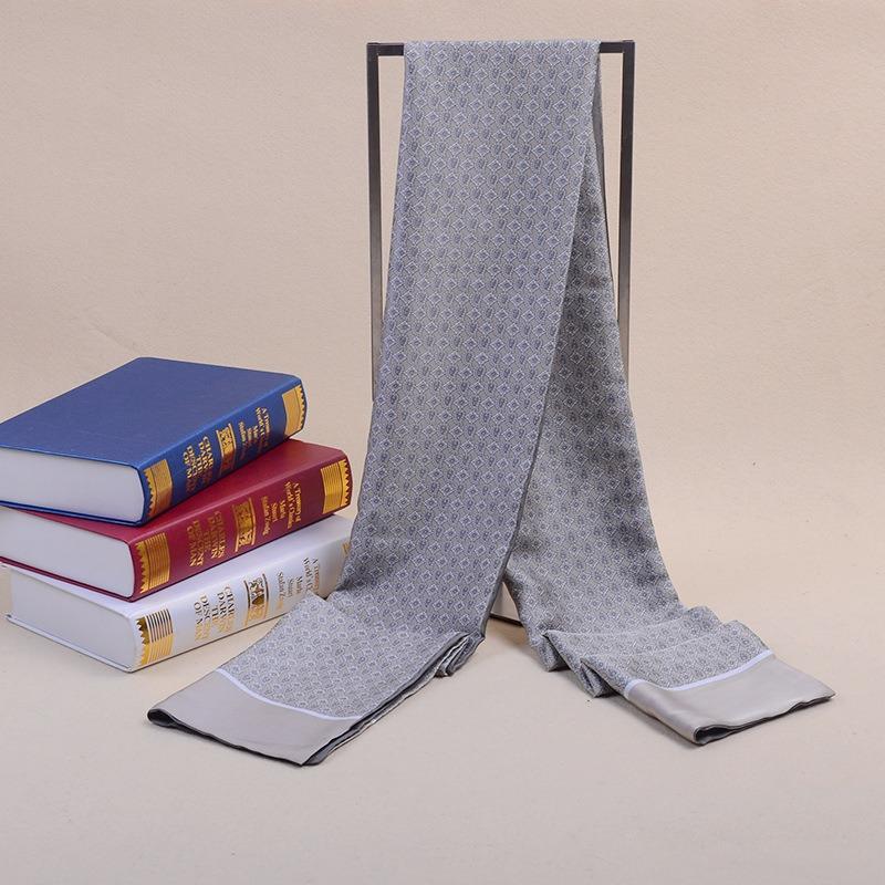 Autumn and winter new silk trend double-sided scarf long business silk scarf men's plaid printing gift