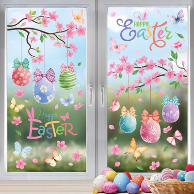 New Arrival 2026 Easter Spring Egg Static Cling Window Stickers for Home Glass Door Decor
