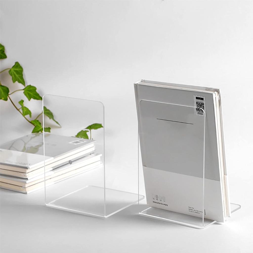 2-8 Pieces Book Ends, Bookends, Books Stand, Books Stoppper, Clear Bookend for Shelves, Acrylic Book Ends for School, Library