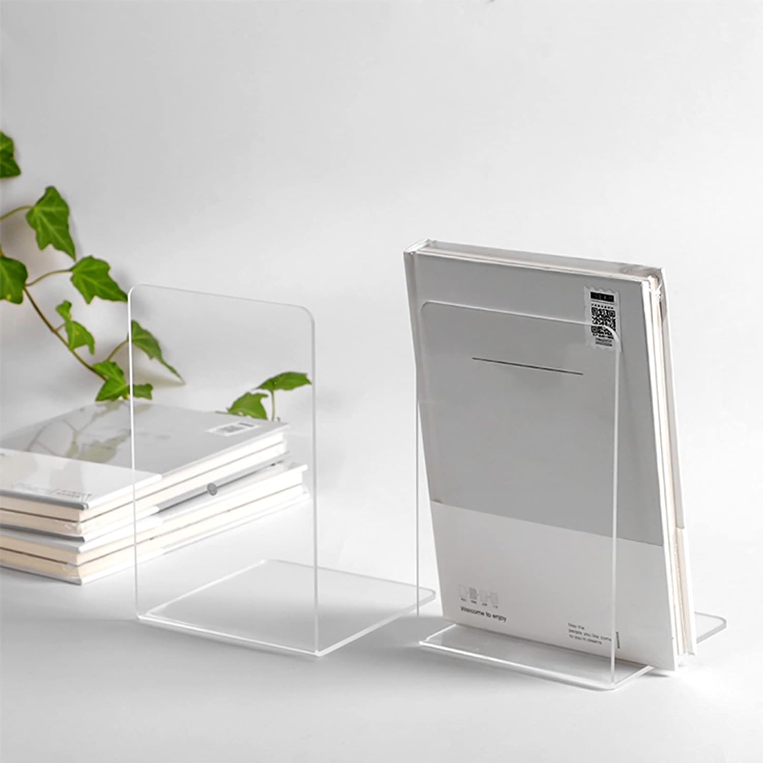 

2-8 Pieces Book Ends, Bookends, Books Stand, Books Stoppper, Clear Bookend for Shelves, Acrylic Book Ends for School, Library