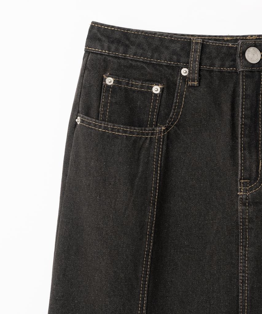 Milo Woman Vintage Denim Flare Skirt [Vintage Brown]