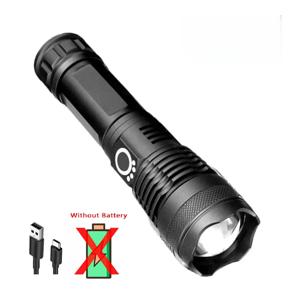 High Power LED Flashlight Rechargeable - Long Range Torch with Telescopic Zoom, Bright Self-Defense Flashlight for Outdoor Use