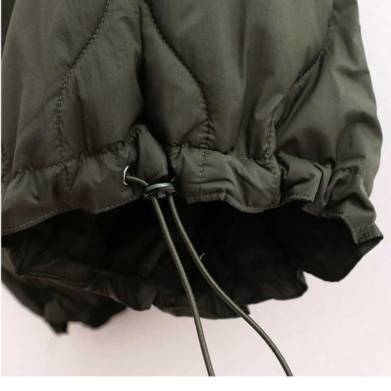 Tie Elastic Waist Diamond Lattice Embossed Line Cotton Pants Female Autumn and Winter New Literary Big Yards Loose Windproof Warm Wide-legged Pants