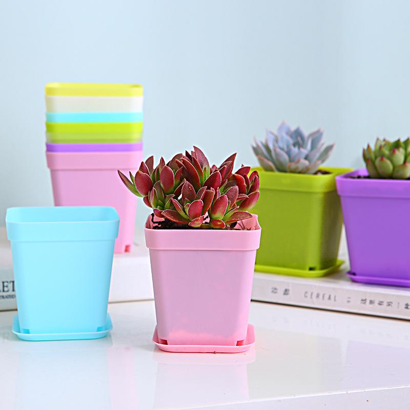 7cm Thickened Small Square Candy Color Flower Pot for Succulents
