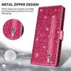 Custodia a Portafoglio Flip in Pelle con Zip Glitterata Per Samsung A57 A37 A17 A56 A36 A26 A16 A55 A35 A25 A15 A54 A34 5G S21 FE S22 S23 S24 Plus S25 Edge S26 Ultra