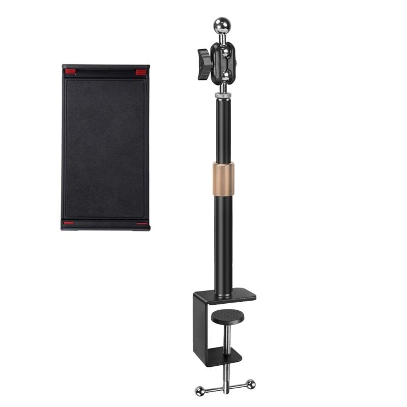 Extendable Rod Clamp Tablets Stand Mount Retractable Arm Phone Holder for Live Streaming Selfie Photography MultiPosition