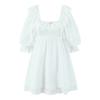 French Square Collar Lace Embroidered Bow Lace-up Dress Women's Spring and Summer New European and American Style Seaside Holiday Skirt