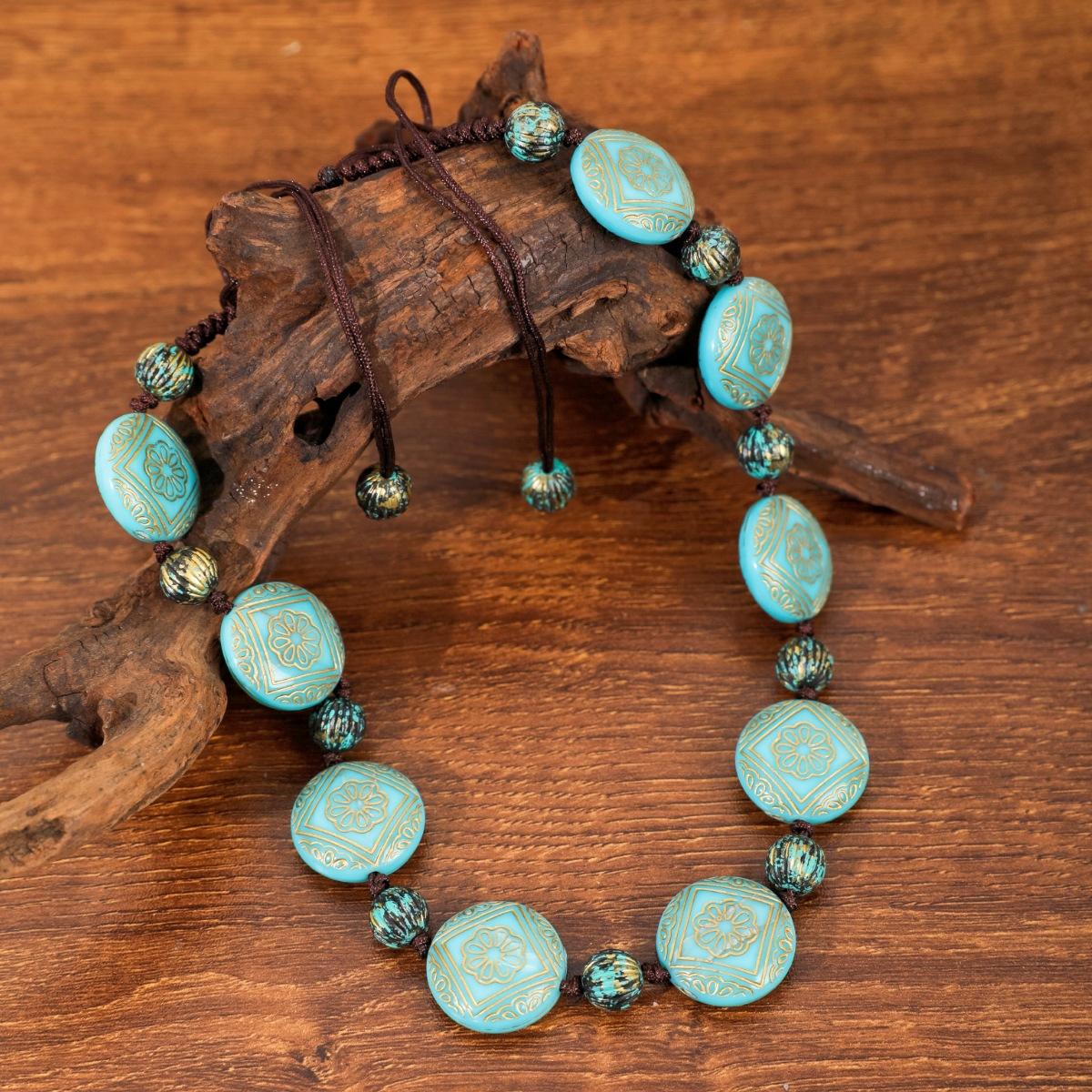 

BLINGBAY Women s Vintage Turquoise Beaded Necklace Boho Ethnic Statement Pendant Jewelry