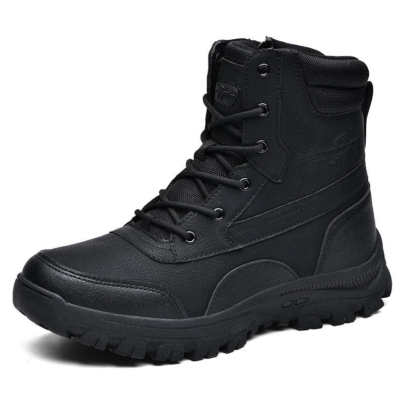 High Top Rubber Sole Outdoor Hiking Shoes Large Size Winter Warm Boots Tactical Training Men's Breathable Martin Shoes