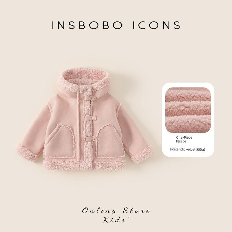 Insbobo Girls  Jacket 2025 Winter New Children s Clothing Thickened Top for Girls Autumn and Winter Stylish Clothes Pink 160