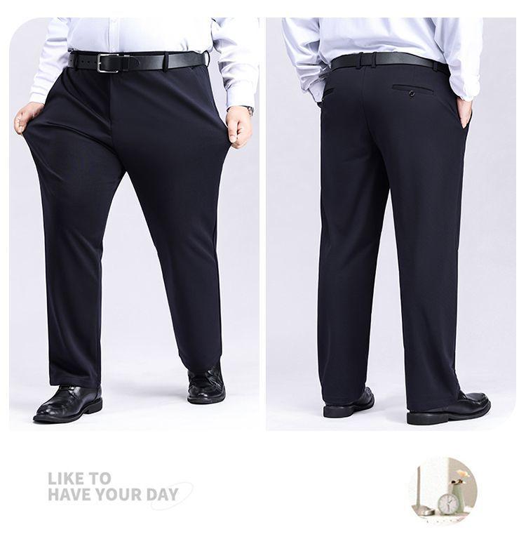 Men's Plus Size Elastic Waist Pants - Loose, Straight, Casual, Mid-Aged Style, Thickened, Plus Velvet