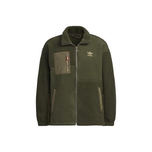 adidas Originals Trefoil Faux Sherpa Sports Jacket for Men, Dark Green S темно-зеленого