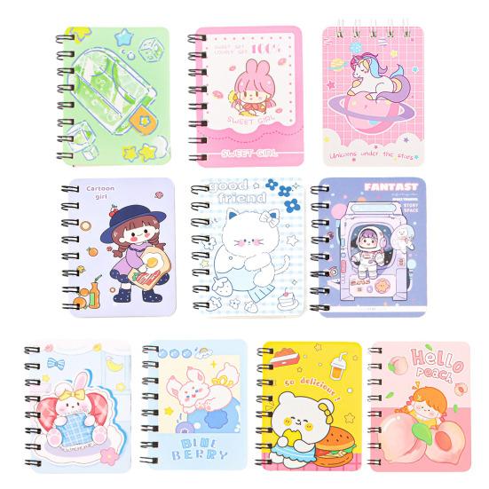 Mini Cartoon Spiral Notebook, 80 Pages Pocket Notebook, Portable Smooth Page Turning Journal for Study Notes
