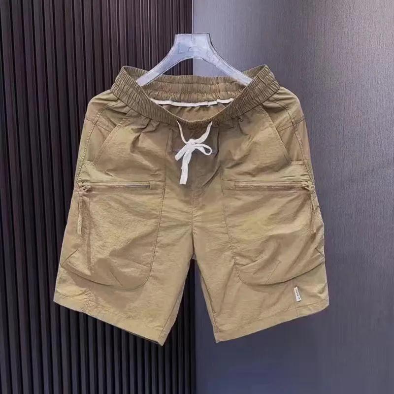 Men's Summer Pocket Zipper Cargo Shorts Loose Quick-drying Sports Casual Five-point Beach Pants
