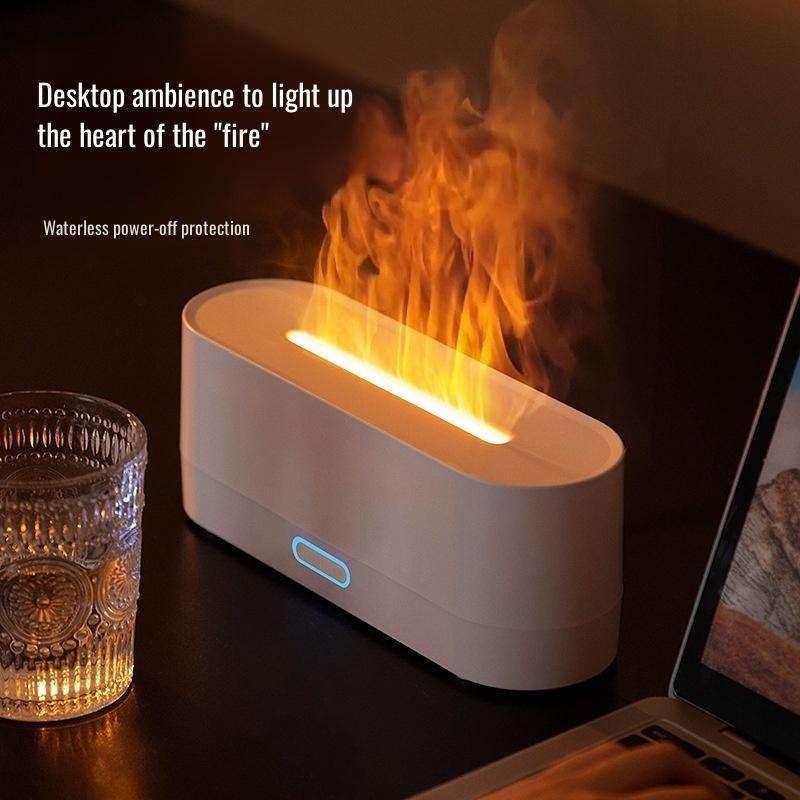 Simulated flame aromatherapy machine humidifier small ultrasonic type 160ml humidifier table aroma diffuser USB power supply
