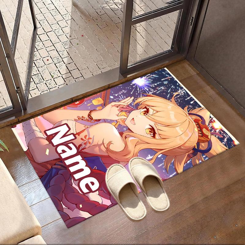 Custom Name Personalized Genshin Impact Print Carpet, Versatile Home Decor Rug, for Playroom, Apartment, Balcony, Entryway, Hallway Gift