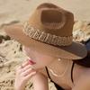 Summer new straw hat hat men's and women's sunscreen outdoor travel sun hat casual sun hat jazz big eaves hat