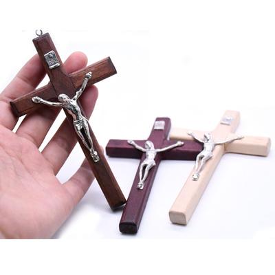 1 Stück Handgefertigtes Holzkreuz Christus Statue Religiöses Gebet Handhaltendes Kreuz Anhänger