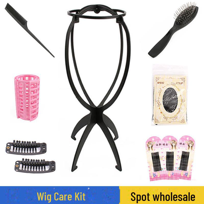 

Набор для ухода за париком: Подставка, сетка для волос, электрошина, зажимы BB и расческа. one-piece clip