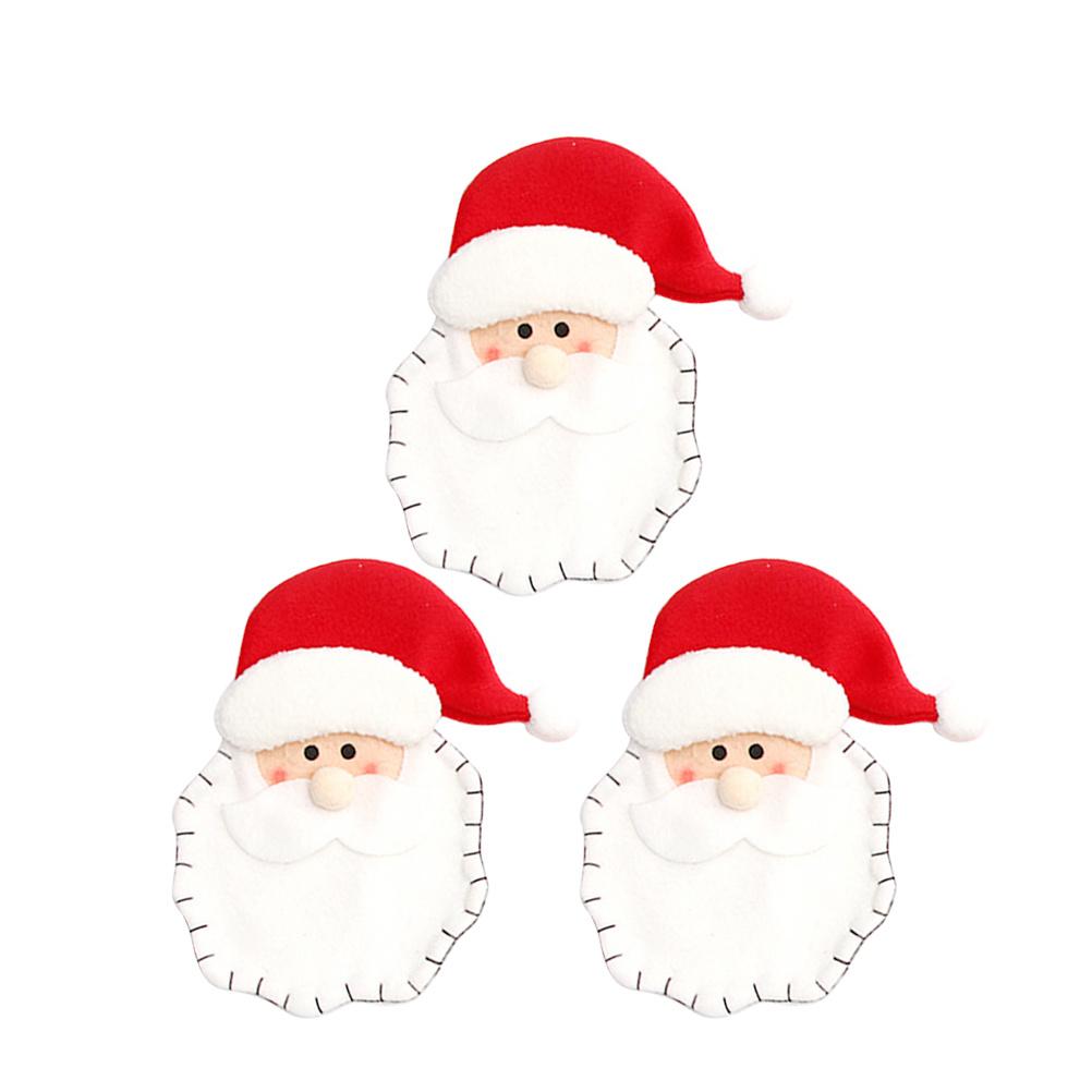 3Pcs Christmas Santa Cloth Tableware Covers Colorful Tableware Cover Party Decoration Gift Christmas Decoration