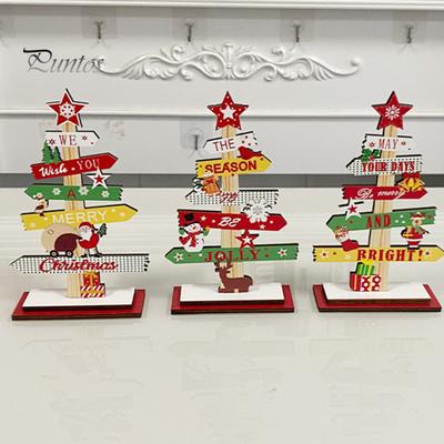 Weihnachtsbaum-Desktop-Dekoration, Massivholz, stabile Basis, Wegweiser, Elch, Schneemann, Schneeflocke, wiederverwendbar, Urlaub, Weihnachten, Tischdekoration, Partyzubehör, Geschenk