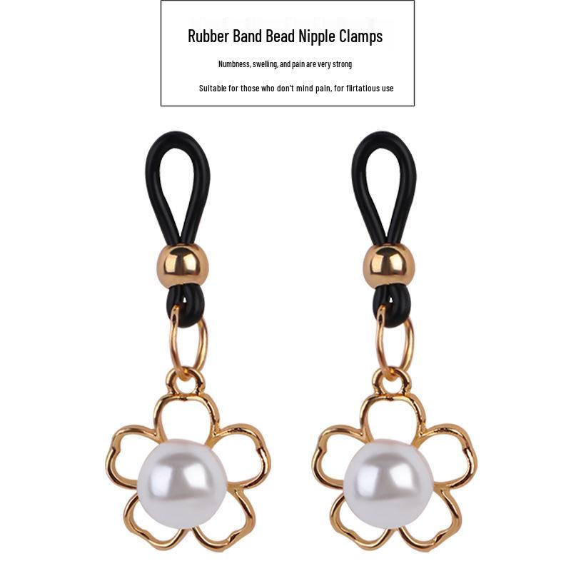 Elastic Rope Pearl Nipple Clamps for Women - Breast Massage & BDSM Training, Ideal for Couples Flirting & Nipple Stimulation.