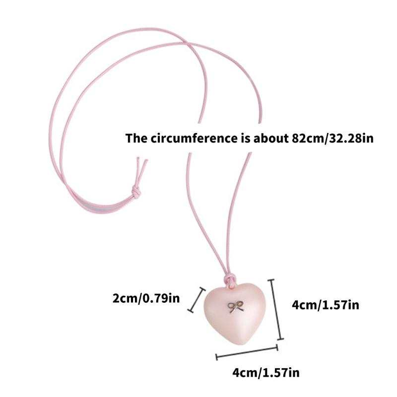 Acrylic Heart Pendant Necklace with Bowknot Fashionable Neckpiece Party Jewelry for Women Date Night Accessories