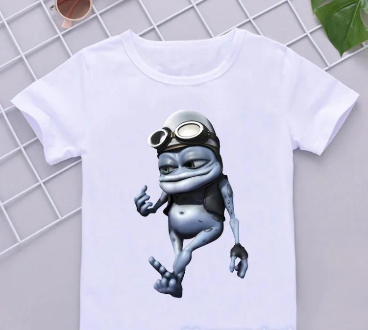 Vtipná trička pro kluky Nové Crazy Frog Anime Kreslený Potisk Dětská trička HipHop Oblečení Bílé Krátký Rukáv Trička Top