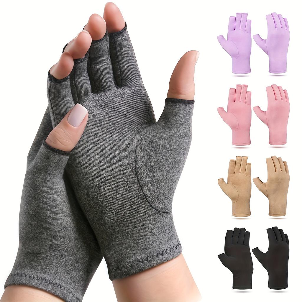 1 Pair Premium Fingerless Gloves for Daily Use, Sports, Fitness, Workout Thumb Brace Gloves for Women & Men Hand Support Wrap Half Finger Gloves