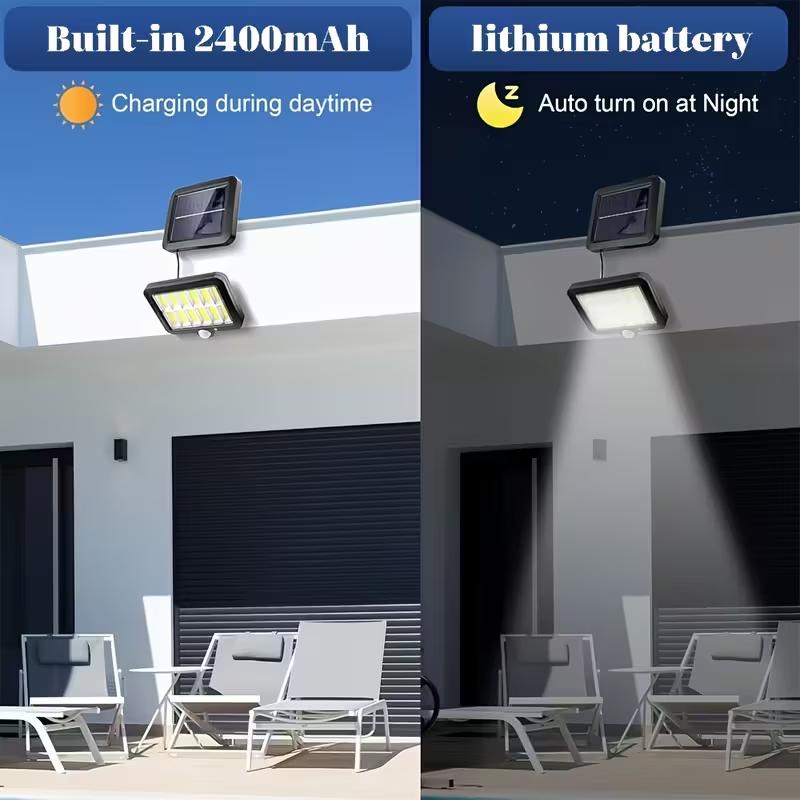 1/2/4PCS 120COB Solar Lights Outdoor with Motion Sensor 3 Modes Waterproof Solar Street Lights for Garden Patio Garage Wall Lamp