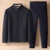 Coral Velvet Quilted Home Wear Set: Warm Fleece Pajamas for Middle-Aged and Elderly Men & Women