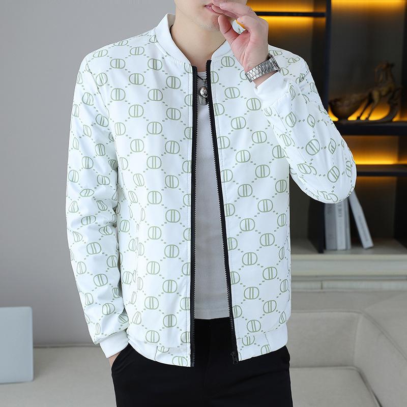 2025 Autumn Men s Baseball Collar Printed Jacket - Youth Fashion Casual Trend M