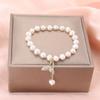 Girls Simple Charms Crystal Women Temperament Pearl Bangles Beads Whale Fishtail Bracelets Pendant