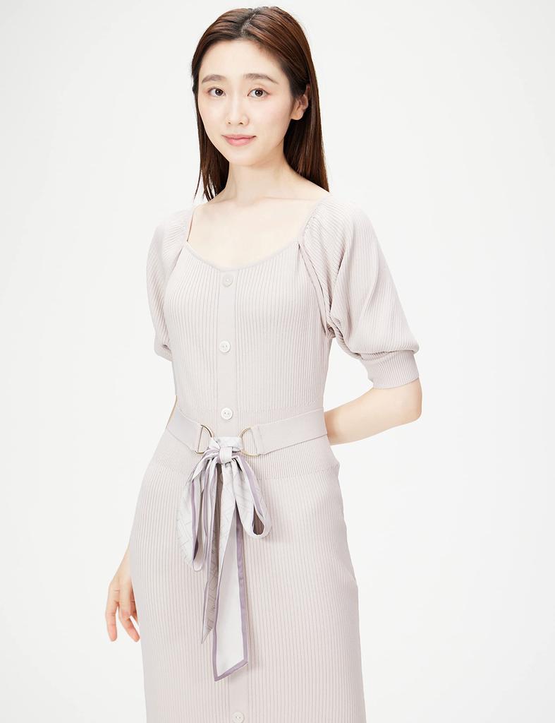 by Jill Casual dress with scarf and FR [Jill Stuart] knit, women's, ecru,