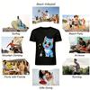 Cute Blue Cat & Hat-wearing Bird Print Casual Top Kids Boys Girls Breathable Daily T-shirt Pure cotton T-shirt