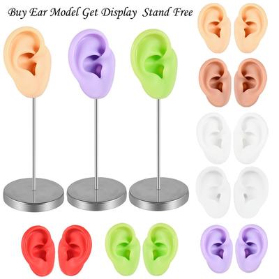 Support d'exposition pour boucles d'oreilles perforables Modèle d'oreille en silicone multicolore Support de modèle d'oreille humaine Filles Femmes
