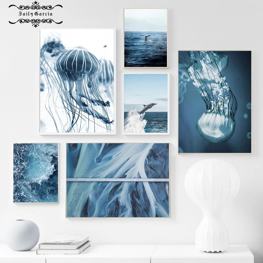 Ozean Landschaft Poster und Drucke Delphin Whale Tail Zitat Wand Kunst Leinwand Malerei Nordic Wand Bilder für Wohnzimmer Dekor