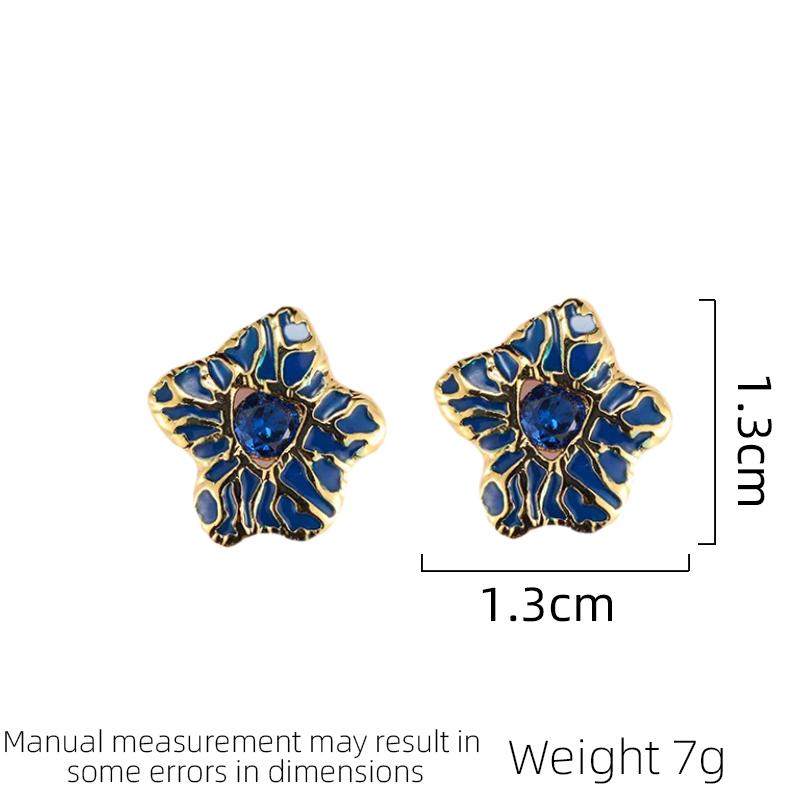 SUYU Irregular Design Star Pendant Blue Screw Earrings For Women's Light Luxury Vintage Earrings Daily Wedding And Holiday Gifts