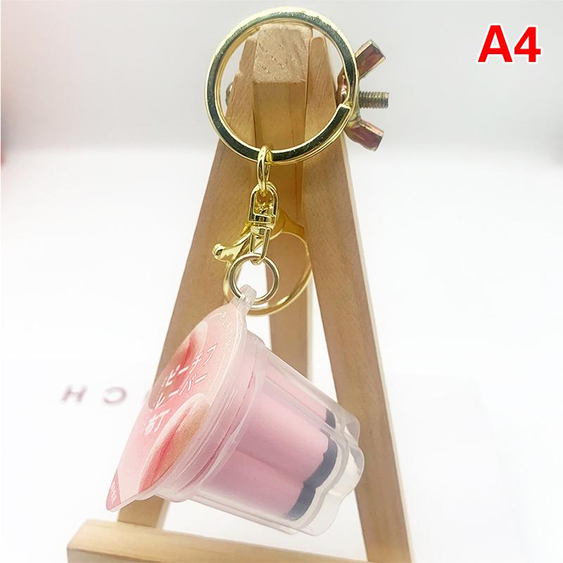 Japanese Pudding Keychain Play Pudding Jell-O Keychain Miniature Yogurt Pudding Ice Cream Pendant Soft Kneading Music Ornaments