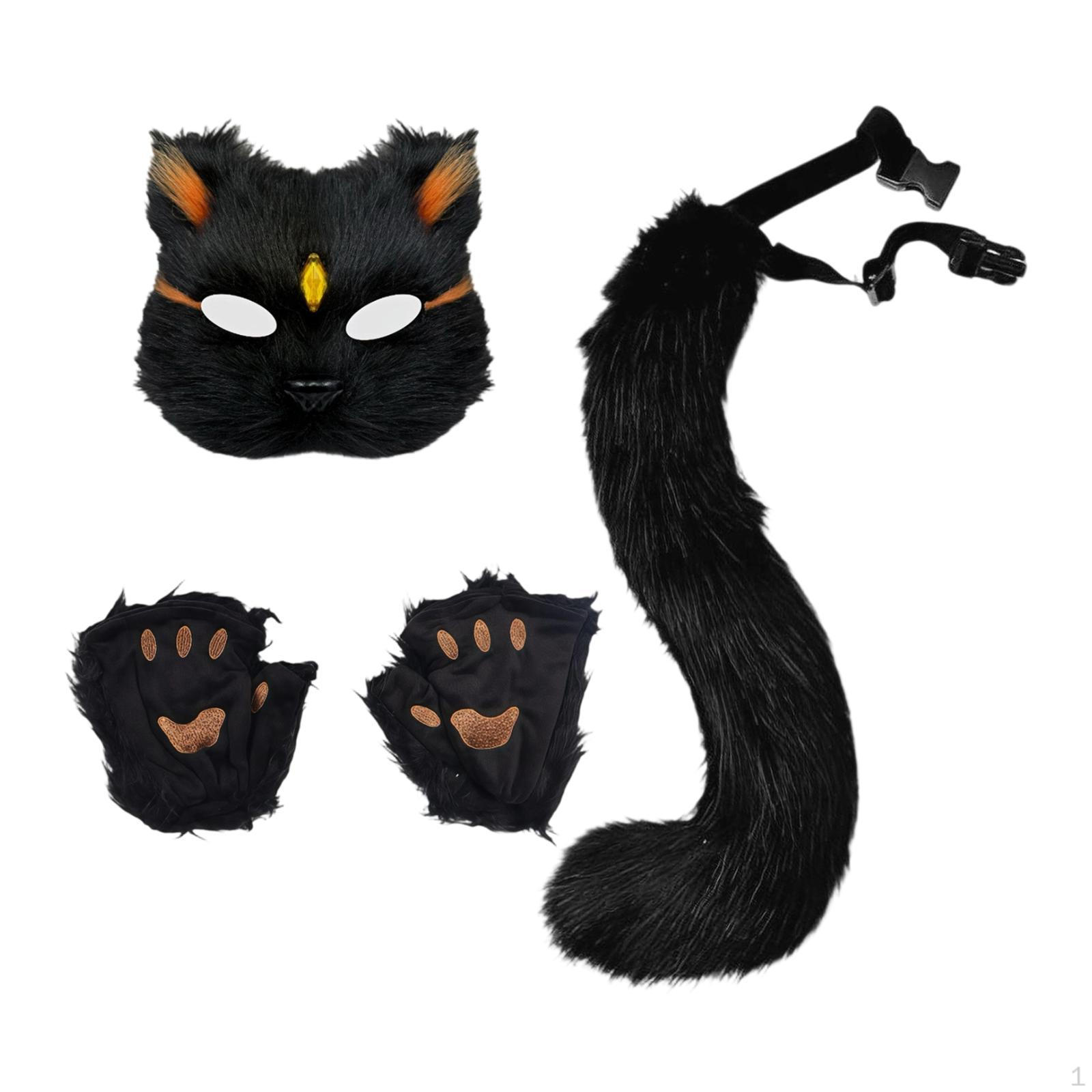 

Костюм животного и хвоста Косплей Длинный для Дня рождения Маскарад Выпускной Black gold chip