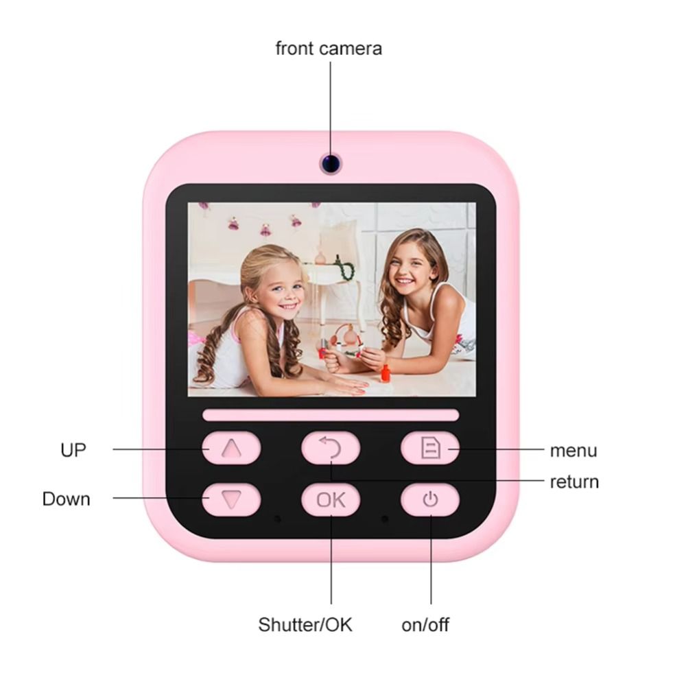 Dual Lens Children Digital Camera 24 Inch HD Screen Photo Thermal Printer  Educational