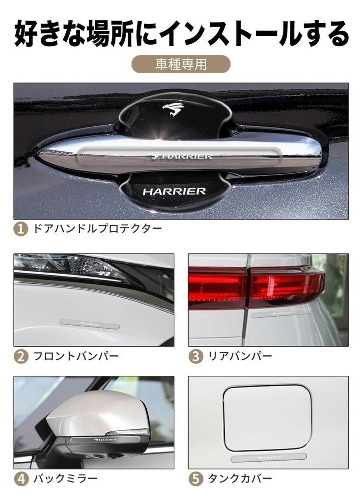 HUDIY Door Handle Protector Transparent Material 8 Pieces (Harrier 80 Series)