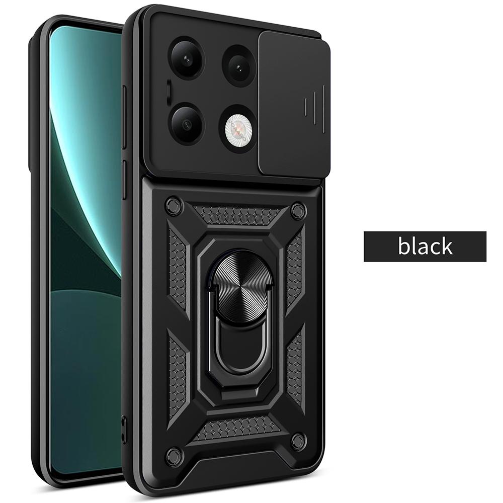Slide Lens Camera Protection Funda for Redmi Note 13 4G Case for Xiaomi Redmi Note 13 Pro Plus Armor Case Ring Holder Cover