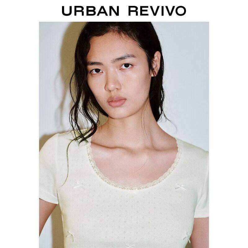 UR2026 Women's Urban Hollow Bow Cotton T-Shirt